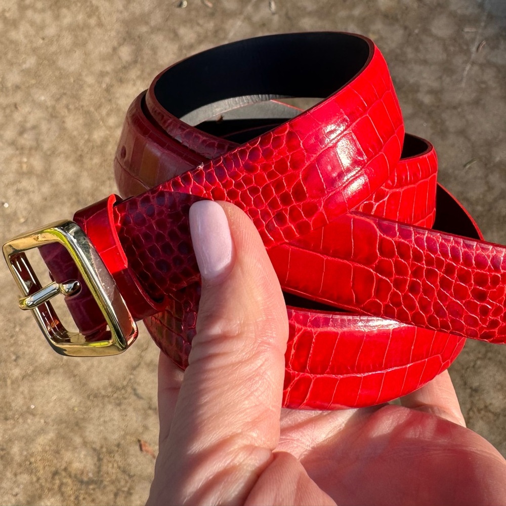 Sandro 100% Calf Skin Belt, Red, Made in Italy, Size T3 (large) - Picture 3 of 14